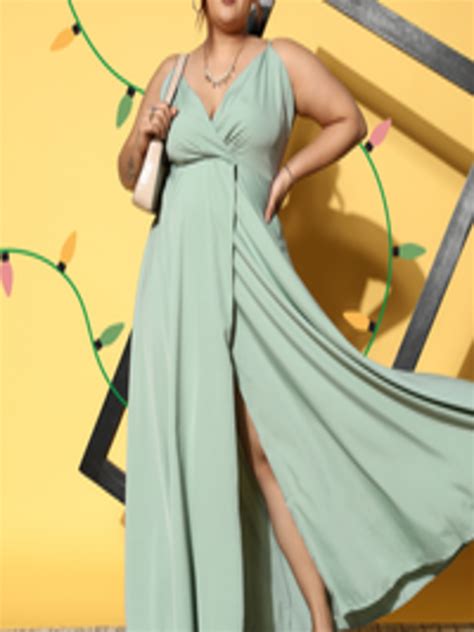 Buy Berrylush Curve Green Crepe Maxi Dress Dresses For Women 20911366