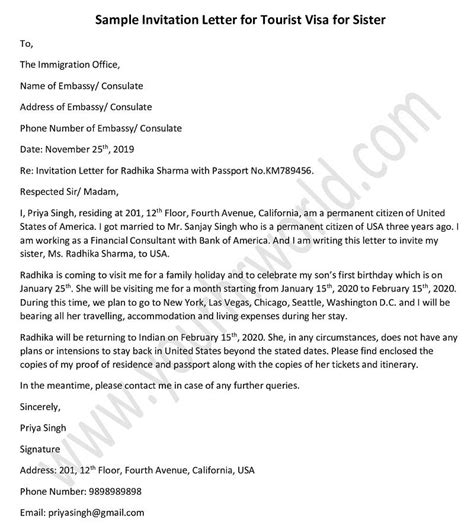 Sample Letter For B2 Visa Extension