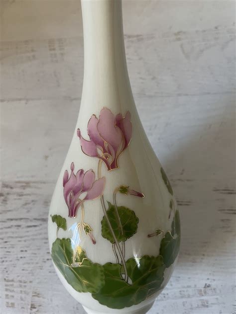 Vintage Otagiri Bud Vase Pink Cyclamen Flowers Made In Japan Etsy