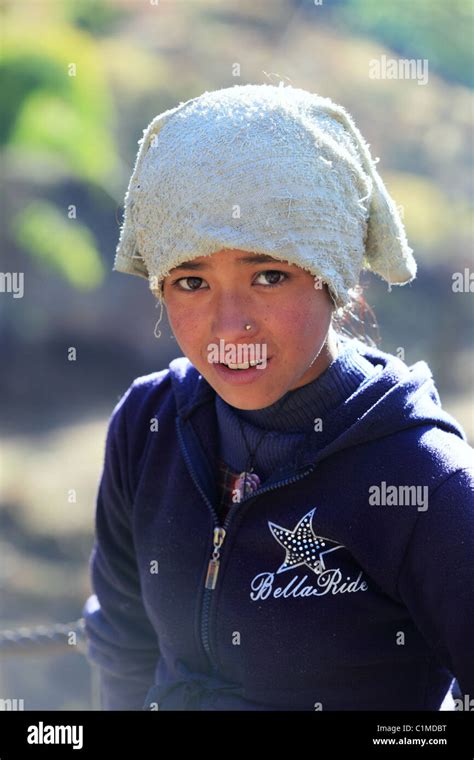 Nepali Girl In A Himalaya Nepal Stock Photo Alamy