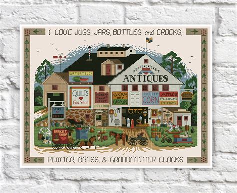 Village Cottage Cross Stitch Pattern Houses Colorful Art DIY X Stitch