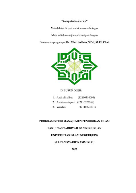 Pdf Manajemen Kearsipan