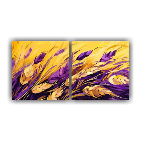 Artes De Pared Calidos Con Granos De Arroz En Amarillo Y Morado