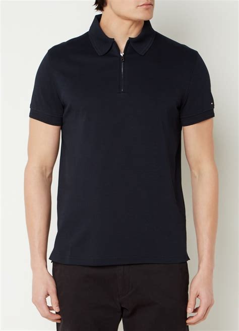 Tommy Hilfiger Regular Fit Polo Met Halve Rits En Logo • Lichtblauw