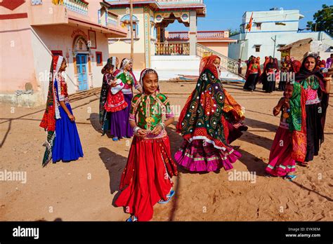 India Gujarat Kutch Padhar Village Ahir Ethnic Group Stock Photo