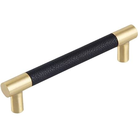 Linkaa Leather Drawer Pull 5 Inch Black Leather Cabinet Handles Black