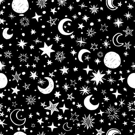 Fondo Blanco Y Negro De Lunas Y Estrellas Descargar Vectores Gratis