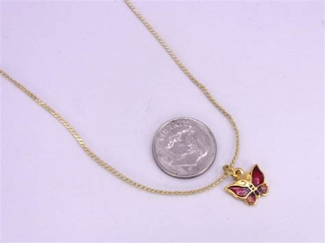 Cloisonne Butterfly Necklace Pendant Vintage Cloison Gem