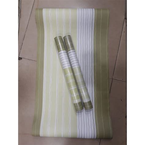 Jual Wallpaper Dinding Motif Salur Hijau Kombinasi Shopee Indonesia