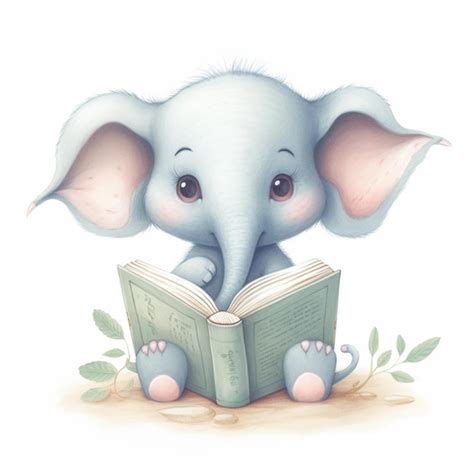 Hay Un Beb Elefante Leyendo Un Libro Mientras Est Sentado En El Suelo