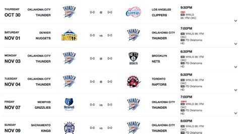 Okc Thunder Schedule 2021-20 Printable - Printable Schedule