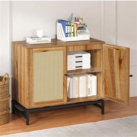 Awqm Sideboard Buffet Cabinet With Storage Rattan Storage Cabinet With