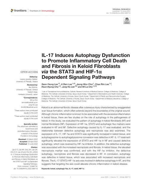 Pdf Il Induces Autophagy Dysfunction To Promote Inflammatory Cell