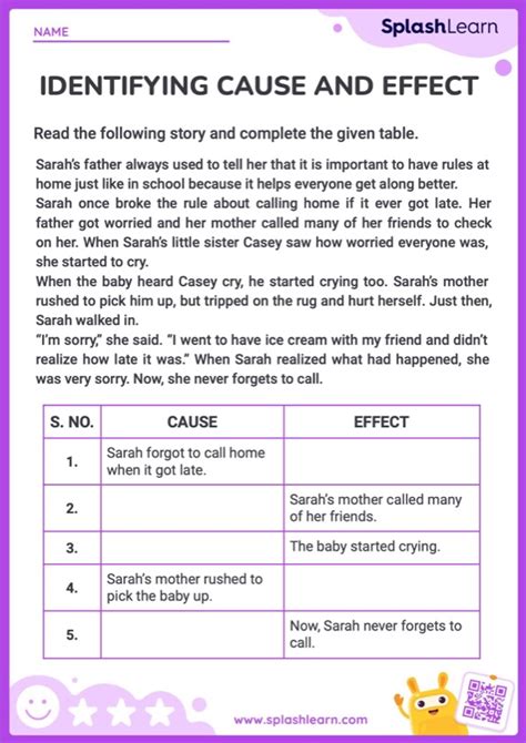 Identify The Cause And Effect Ela Worksheets Splashlearn