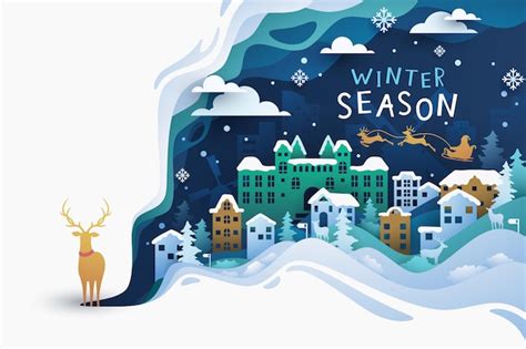 Premium Vector Urban Winter Landscape Vector Illustration