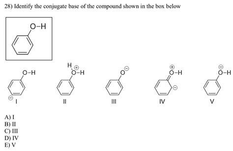 Identify The Conjugate Base Of The Compound Shown In Chegg