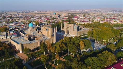 Premium Photo Aerial View Of Registan Square In Samarkand Uzbekistan