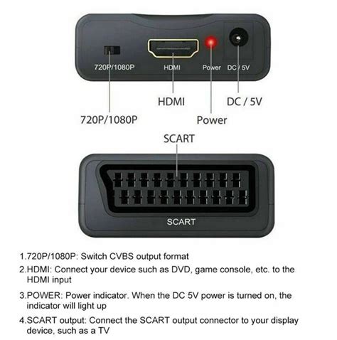 Hdmi Zu Auf Scart Konverter Adapter Wandler Av Scaler Converter P