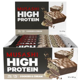 MUSASHI High Protein Bars 12 X 90g Cookies Cream Discount Chemist