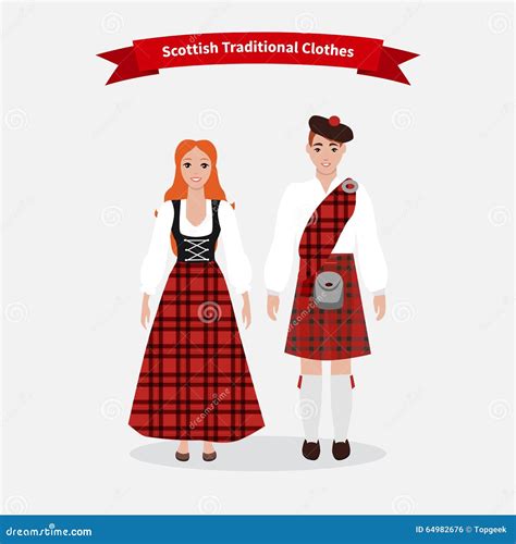 Scottish Traditional Clothes People Stock Vector - Illustration of ...