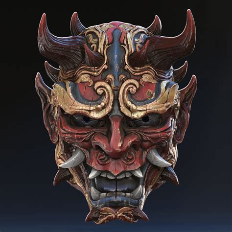 artstation japanese oni mask