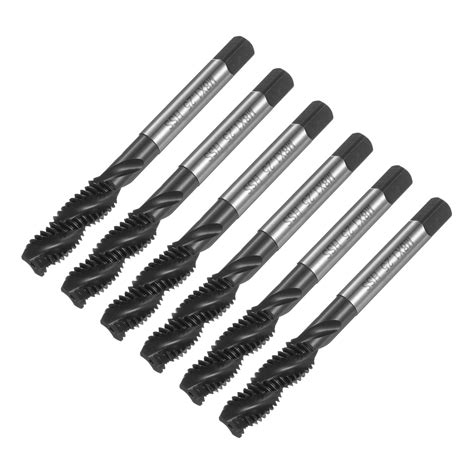 Uxcell 6 Pieces Metric Spiral Flute Thread Taps M8 X 1 25 H2 Nitride