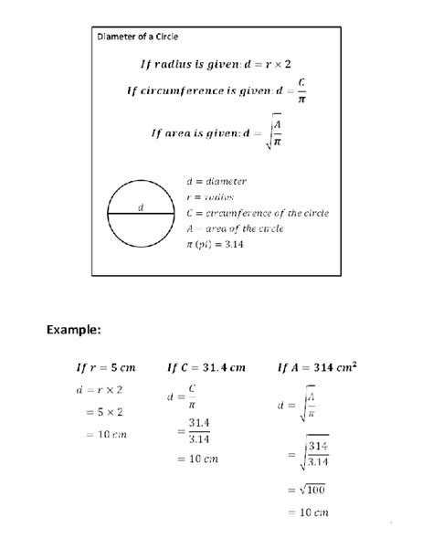 Circle Diameter Formula