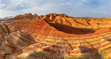 Aerial view of the Zhangye Danxia Geopark, China - Stock Image - F039/1496 - Science Photo Library