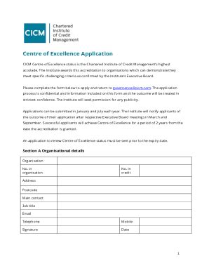 Fillable Online Centre Of Excellence Application Fax Email Print