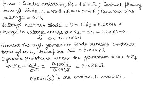 An Ideal Germanium Diode At Room Temperature Has A Static Resistance Of