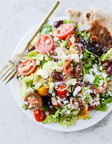 My Favorite Greek Salad With Homemade Whole Wheat Pita Recipe Greek Salad Whole Wheat Pita