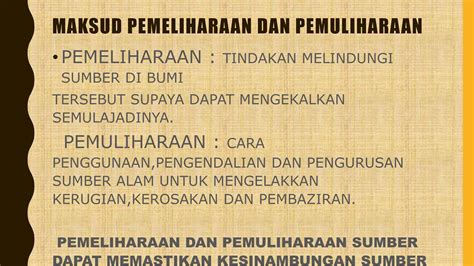 Pemeliharaan Dan Pemuliharaan Alam Sekitar Ppt