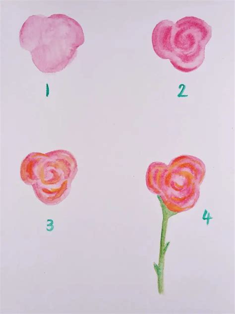 How To Paint A Simple Abstract Watercolour Rose - Birch And Button