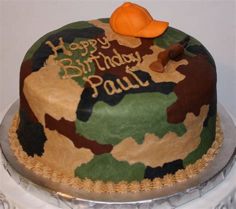 Decorated In Buttercream Camouflage With A Little Fondant Hunting Cap