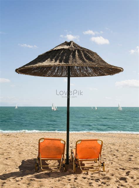 Lounge Chairs And Beach Umbrellas On The Beach Picture And Hd Photos