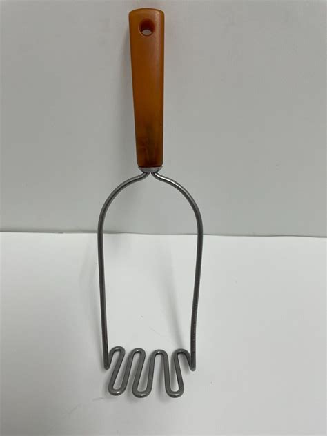 Androck Stainless Steel Potato Masher With Bakelite Butterscotch Swirl