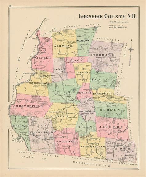 CHESTERFIELD New Hampshire 1892 Map Replica or Genuine | Etsy