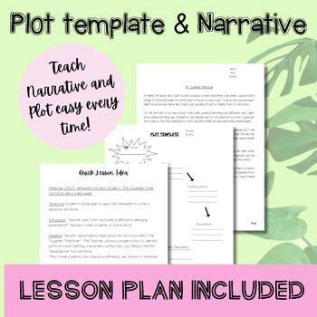 lesson plan and worksheet for plot templates and narrative notes with text