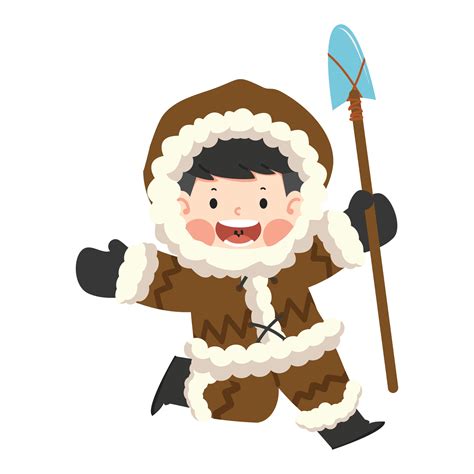 Cartoon Eskimo Boy Holding A Spear 41456313 Vector Art At Vecteezy