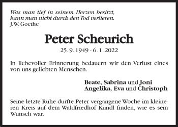 Traueranzeigen Von Peter Scheurich Stuttgart Gedenkt De