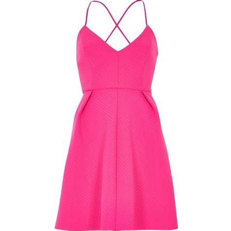 River Island Pink Strappy Skater Dress 90 Liked On Polyvore