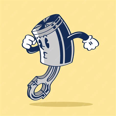 Premium Vector Piston Character Cartoon Ready To Run With Cute Face