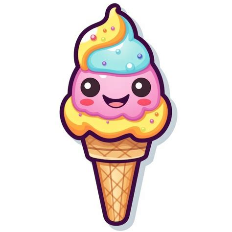 Premium Ai Image A Cartoon Ice Cream Cone With A Smiley Face