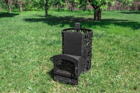 Печь для бани на дровах "Жанна" (каменка с выносом, со стеклом, с ...