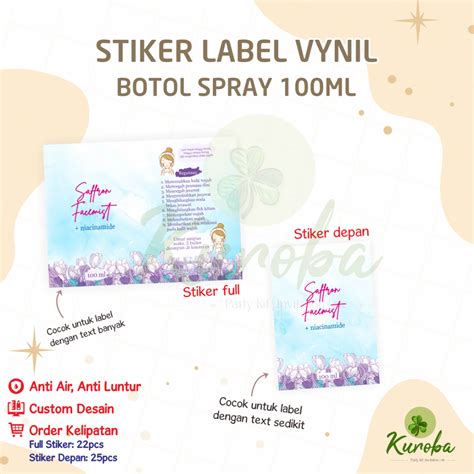 Jual Stiker Vinil Anti Air Skincare Custom Desain Botol Spray 100ml Shopee Indonesia