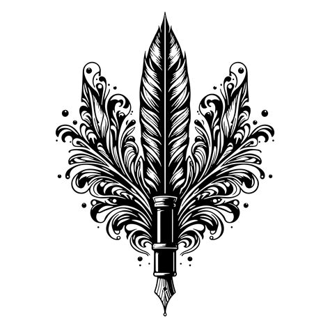 Black and white illustration of a fountain pen 44014746 Vector Art at ...