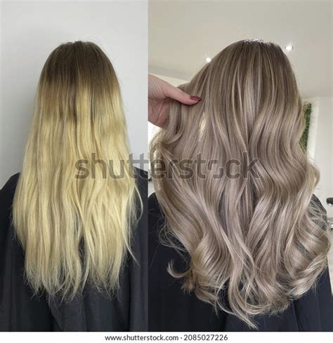 Professionally Dyed Hair Before After Dyeing Stock Photo 2085027226 ...