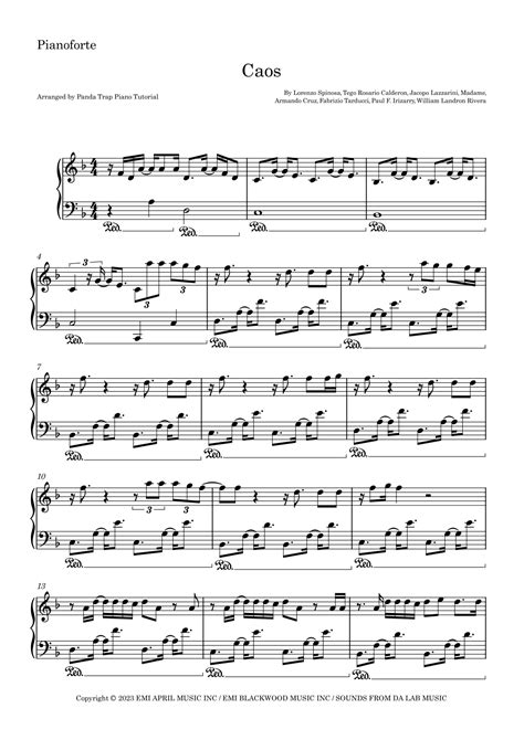 Caos Arr Panda Trap Piano Tutorial By Fabri Fibra Sheet Music For