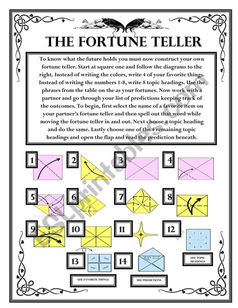 Future Predictions The Fortune Teller Wksht Esl Worksheet By