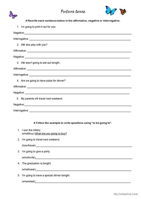 Verb Tense Future English Esl Worksheets Pdf And Doc